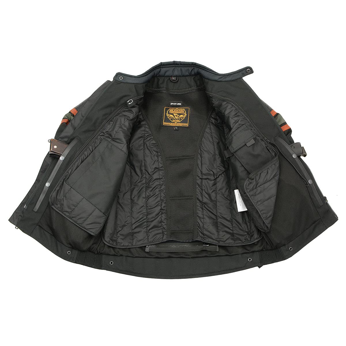 Milwaukee Leather MPM1751 Men's 'Burnt Orange' Leather and Textile Armored Jacket - Large,Black