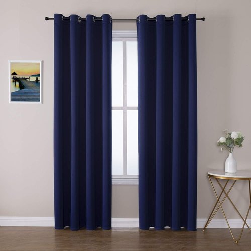 ChrisDowa Blackout Curtains - Thermal Insulated Room Darkening Panels, Navy Blue, 52W x 95L (Set of 2)