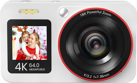 TMEZON 4K 1 Count 64MP 64G Digital Camera, Auto FocusDigital Camera, Compact & Portable Camerawith Memory Card