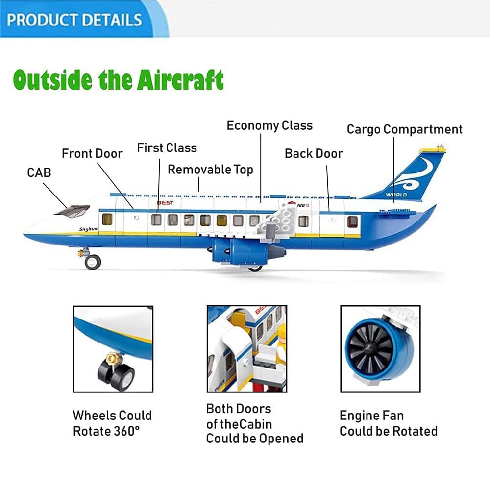 ENHANA Building Blocks City Airplane Station Toy for 6-12 Years Old Boys,City Airport Building Kits Kids Toys STEM Learning Building Bricks Helicoper Birthday Gift for 6-12 Children (463 Pieces)