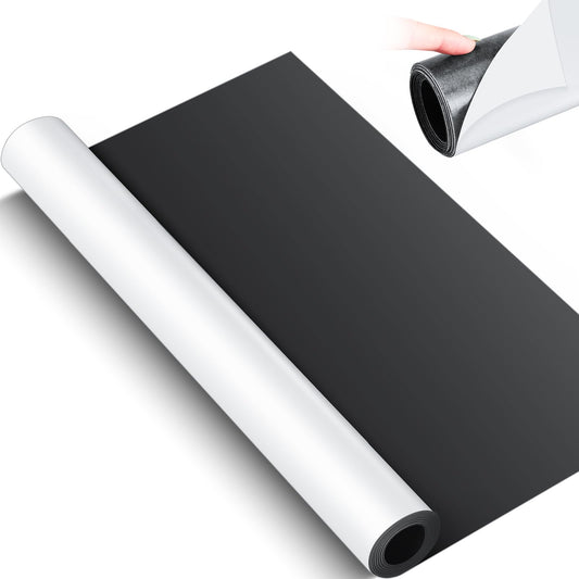 Relaxweex 16 Inch x 5 ft x 40mil Extra Large Adhesive Magnetic Sheet Roll Not Printable Adhesive Backing Cut and Customize Flexible Sheets Blank White Surface Magnetic Sign for Craft Photo Craft
