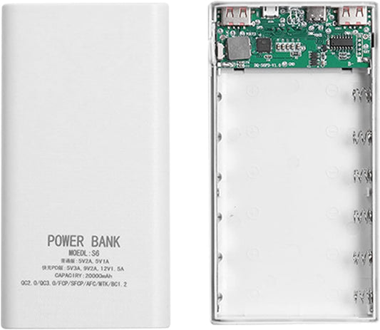 TKOWTB 18650 5V 2.1A 20000MAh 6X18650 Battery Power Bank Box LCD Display Power Board for Battery DIY Powerbank