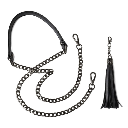 BEAULEGAN Lightweight Purse Leather Chain Strap Replacement for Shoulder and Crossbody Bag, 51 Inch Long(Black/Gunmetal)