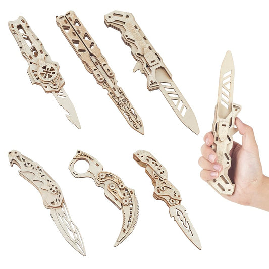 AHANDMAKER 6 Pcs 3D Wooden for Adults Assembly Wood Crafts DIY Mechanical Model Building Kit for Personal Challenge Brain Teaser Hobby Gift Idea Home Decoration