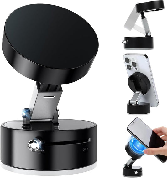 Belcompany 16/15/14/13/12 Vacuum Magnetic Suction Phone Holder, Car Suction Cup Phone Mount Stand, Foldable