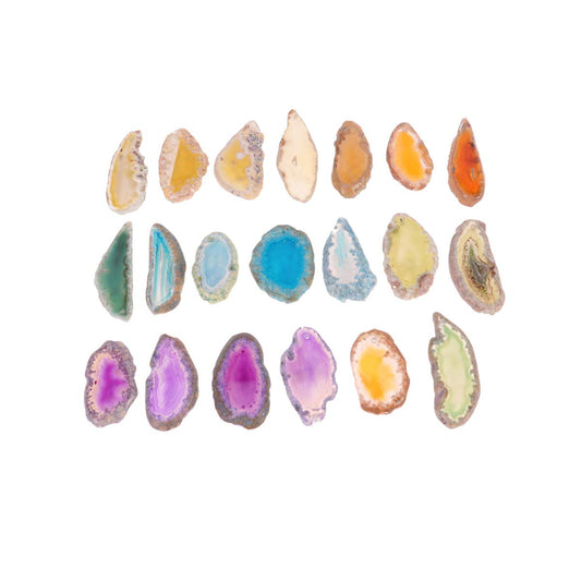 20pcs Natural Agate Slices Colorful Geode Agate Cards Drilled Agate Quartz Slices Irregular Shapes Natural Agate Agate Light Table Slices with Hole DIY Accessory (20PCS)