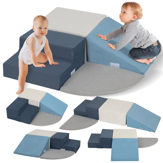 Large 4 Pcs Climbing Toys for Toddlers 1-3 Inside, Oderless & Skin-Friendly Toddler Climbing Toys Indoor, Foam Climbing Blocks for Toddlers with Velcro to Keep Them Together Ideal Gift