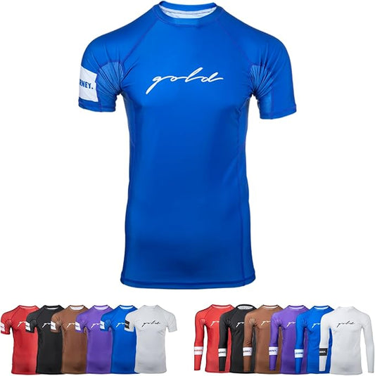 Gold BJJ Foundation Rash Guard - Ranked No-Gi and Gi Jiu Jitsu Rashguard