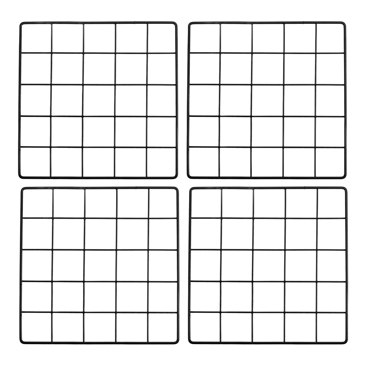 PATIKIL 10x10 Inch Wall Grid Panel, 4 Pcs Metal Wire Photo Wall Decorative Grid for Photo Display Hanging Picture Memo Home Decorations, Black