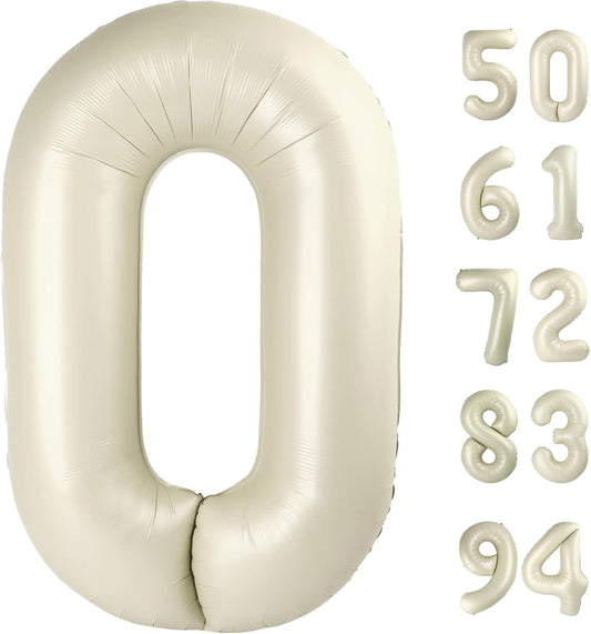 Number Balloons 40 Inch - Cream 0 Balloon for Birthday Decorations | Perfect Party Supplies