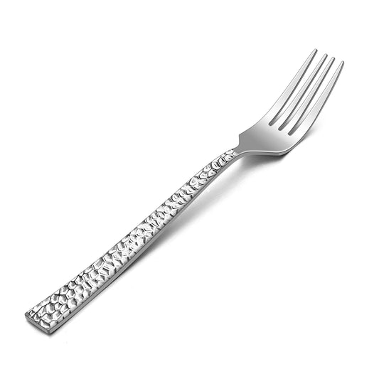 HaWare Hammered 12-Pieces Dessert Forks, Stainless Steel 6.7 Small Salad Forks, Classic Elegant Design, Mirror Polished, Dishwasher Safe