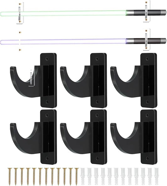 uxcell Sword Wall Mount Holder, 3 Set Acrylic Light Saber Display Hanger Wall-Mounted Sword Stand Display for Light Saber Sword Wall Bracket, Black