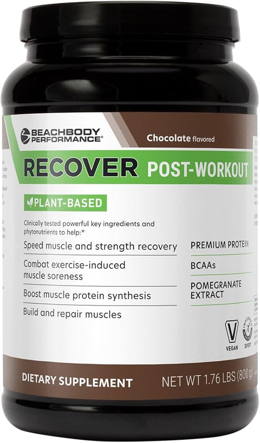 BODi Recover Plant-Based Protein Powder Blend??Post-Workout Chocolate Plant-Based Supplement for Muscle Recovery with 20g Protein, BCAAs, Pomegranate Extract - Fast Recovery - 20 Serving Tub