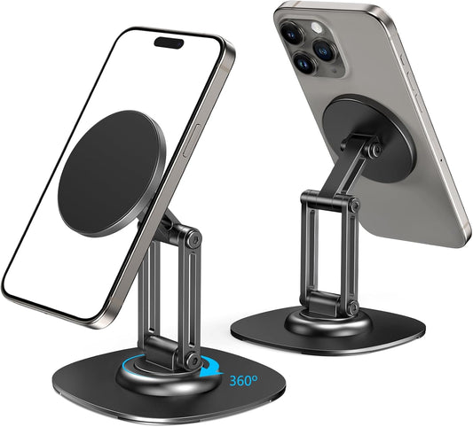 CreaDream 360 17 16 15 14 13 12 Magnetic Phone Stand, MagSafe iPhone Stand Holder for Desk with Rotating Metal Base