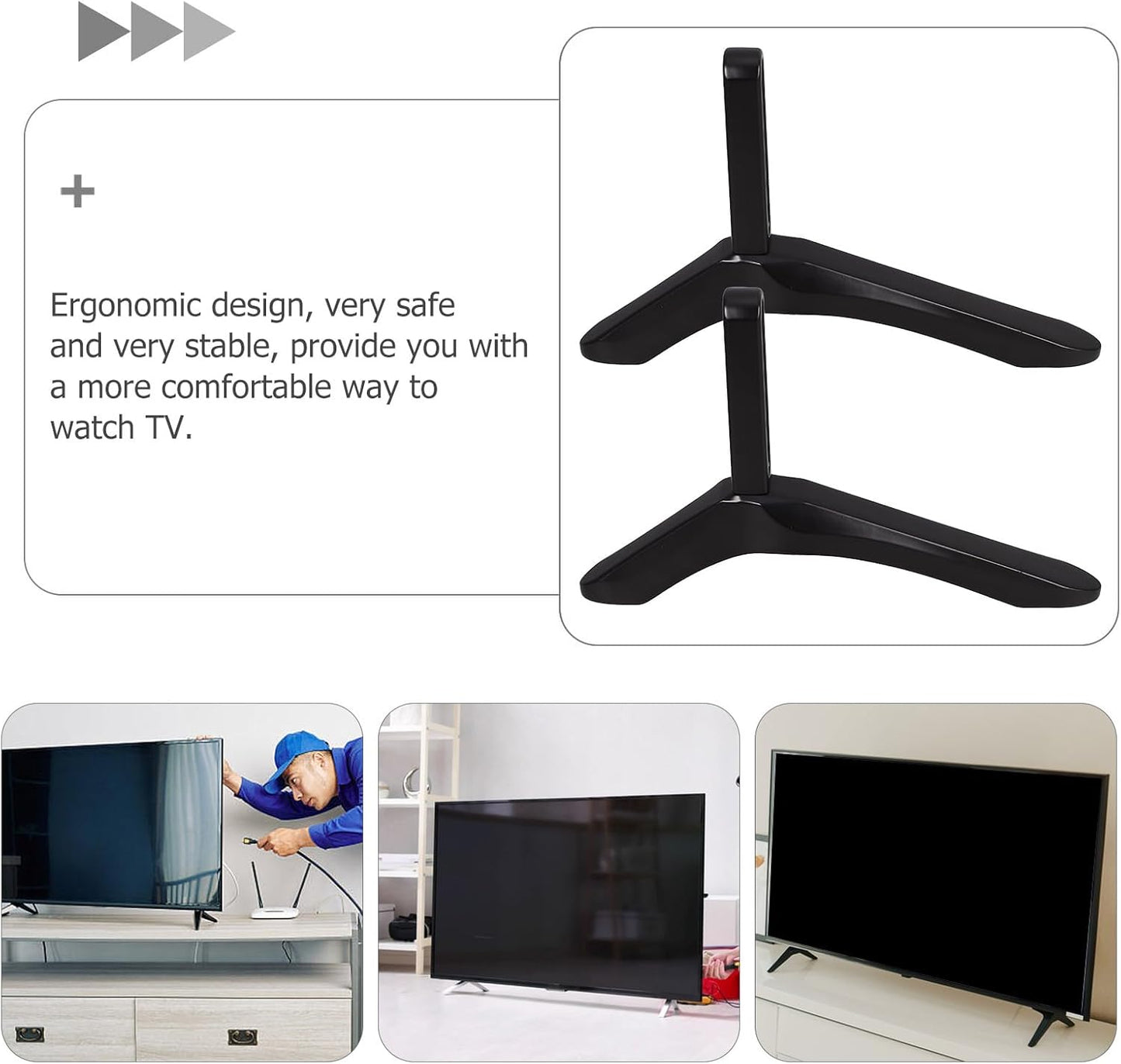 Uonlytech Tabletop TV Base Replacement TV Stand Bracket with Screws Universal Desktop Mount Support for Home and Office