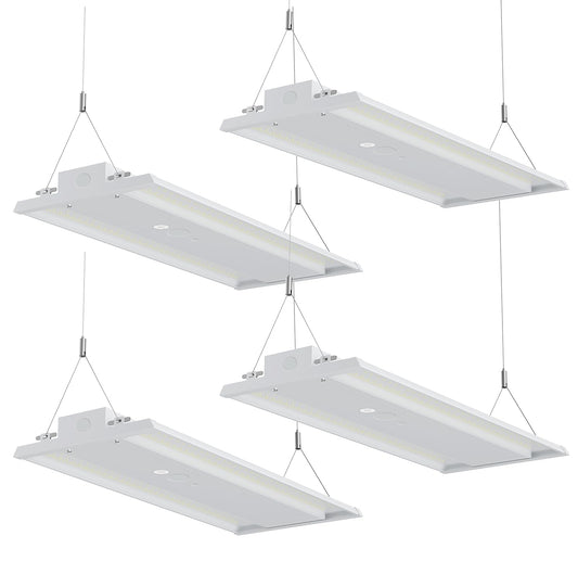 JC-LGL LED Linear High Bay Light, 130W 19500LM High Bay LED Shop Lights, 120-277V, 5000K, 0-10V Dimmable LED Shop Light, Linear High Bay Light for Warehouse Workshops, UL Complied, 4 Pack