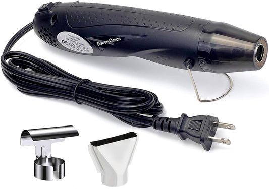 FloweryOcean Mini Heat Gun + Reflector Nozzles Kit 350W Fast Heat Hot Air Gun Overload Protection 2 Temp Setting 392°F-662°F & 6.6Ft Long Cable for Craft Shrink WrappingTubing Stripping Paint