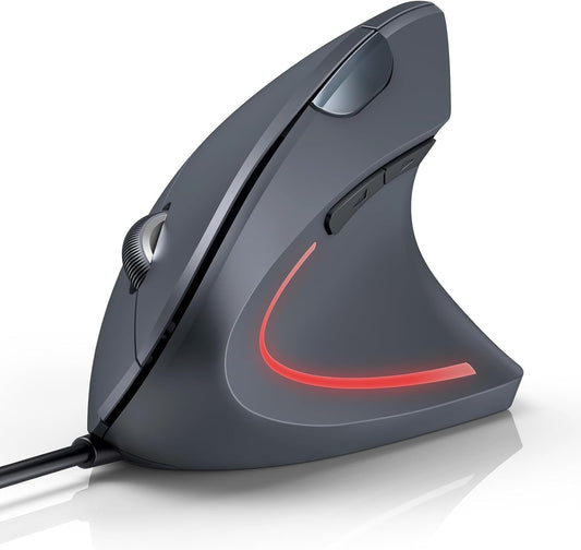 TECKNET 6400 6 4 Wired Mouse, DPI Ergonomic Mouse Buttons Silent Mice Adjustable DPI Vertical Mouse Compatible