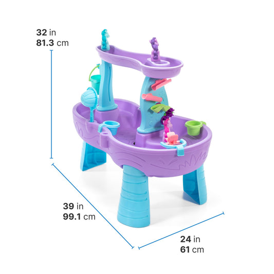 Step2 Rain Showers and Unicorns Water Table, Kids Water and Sand Activity Sensory Playset, Summer Outdoor Toys, 13 Piece Water Toy Accessories, for Toddlers 1.5+ Years Old, Blue & Purple