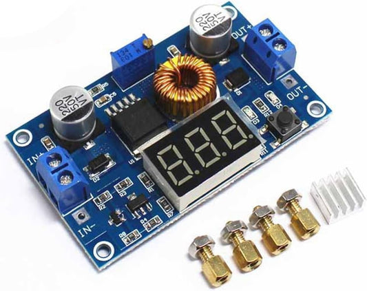 XL4015 5A 75W (1 Pack) Adjustable DC-DC Step Down Regulated Power Module with LED Voltmeter Digital Display Free