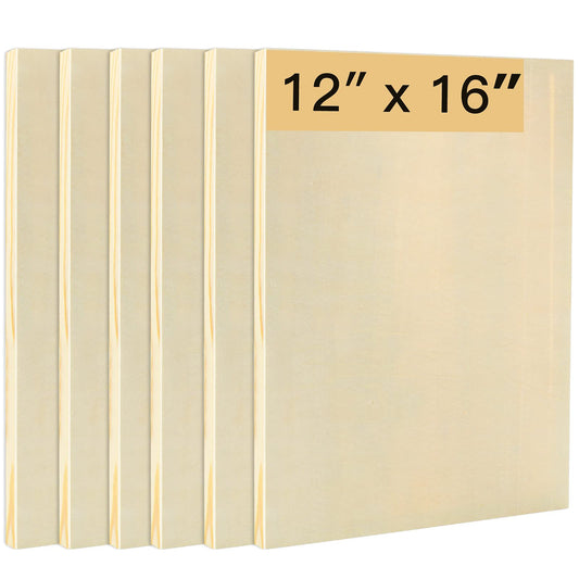 FVIEXE 6PCS Wood Panels for Painting, 12 x 16 Inch Craft Wood Canvas Panel Boards Unfinished Wooden Painting Pouring Panel Board for Arts & Crafts, 3/4 Inch Deep