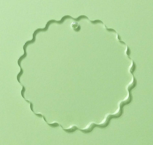 15PCS Clear Blank Acrylic Scallop Acrylic Circle Ornaments Accessories Laser Cut Blank Acrylic Keychain Accessory (Clear, 2.5")