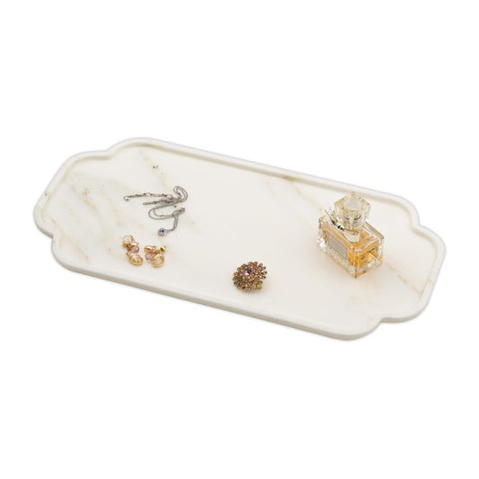 Marmor Marble Perfume Tray Bathroom Tray for Decorative,Candles,Jewelry Stone Vanity Tray,Kitchen Counter Decor and Home Decorative Tray(Calacatta Marble) Jewelry Tray Unique Festival Gifts