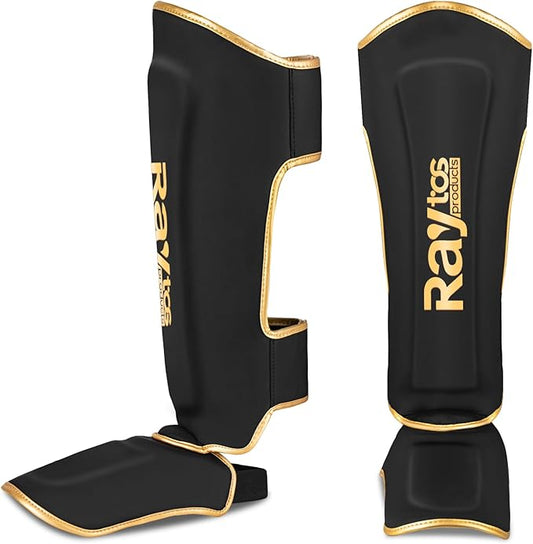Muay Thai Shin Guards - MMA Kickboxing Leg Instep Protective Pads, Martial Art Sparring Gear for BJJ Karate Boxing Taekwondo Training, Men Adults Kids Children