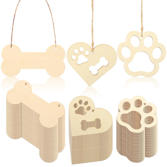 Healifty Wooden Heart Cutouts Ornaments: 34Pcs Love DIY Craft Wood Paw Pieces with 10M Rope for Valentine's Day Party Decorations and Autumn Creative Handmade Ornaments