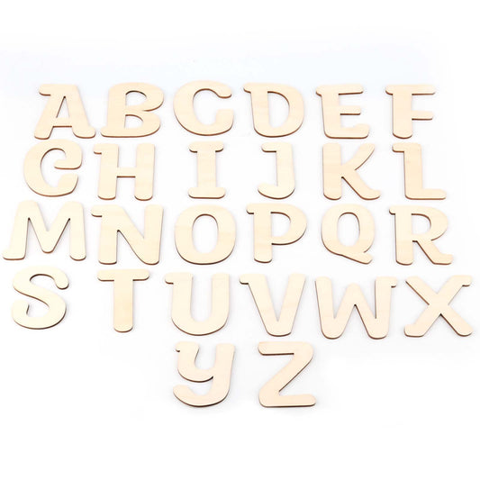 JAPCHET 104 Pieces 4 Inch Wood Wooden Letters, Unfinished Decorative Paintable Wood Craft Alphabet Cutout Capital Wooden Letters for Painting, Home Wall Door Decor, Crafts, DIY Project