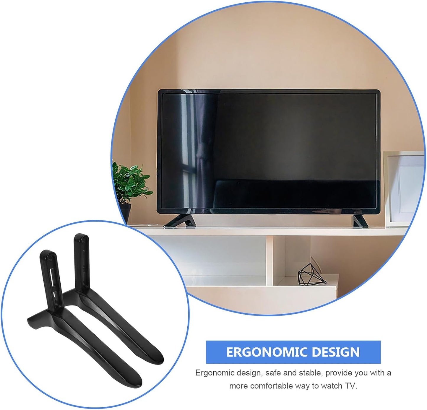 ULTECHNOVO Tv Stand Replacement Base Pedestal Feet Tabletop Bracket with Screws Black Tv Holder Support for Living Room