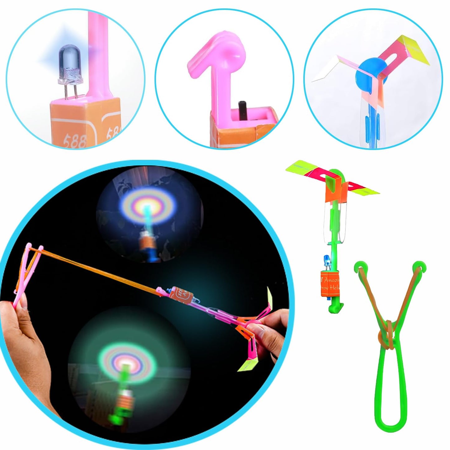 42 Sets Slingshot for Kids,Light Up Flying Toys,Glow In The Dark Party Supplies,Camping Essentials,Beach,Outdoor Games,Outside Toys,Valentines Day Gifts,Classroom Prizes,Party Favors for Kids 8-12 4-8