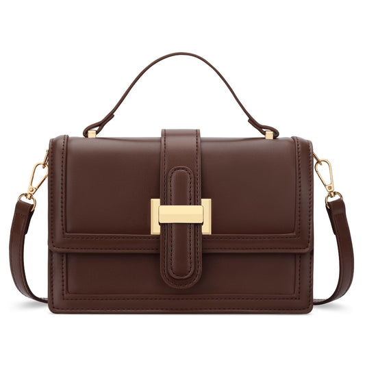 KKXIU Small Purses for Women - Top Handle Crossbody Bag for Women, Leather Lady Handbags Shoulder Clutch with Adjustable Shoulder Strap, Coffee