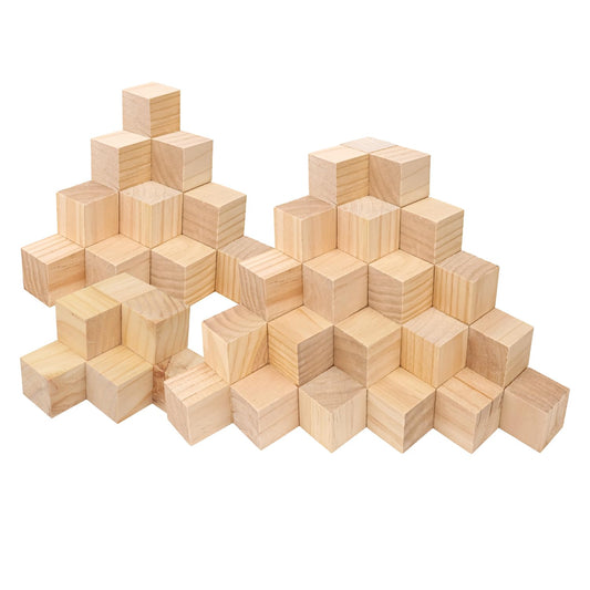 Geytetqi 84 PCS Premium 2 Inch Wooden Cubes, Natural Pine Wood Cubes for Crafts, Wood Blocks Ready for Artistic DIY Projects-Unleash Creativity with Blank Wood Blocks
