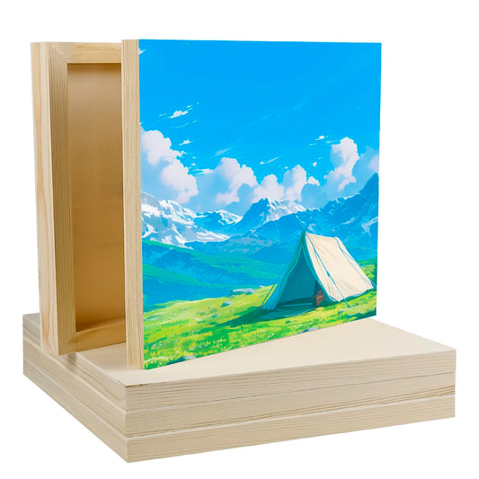 Unfinished Wood Panels, 10 x 10 Inch Wood Canvas Boards, 5 Pcs Wooden Canvas Panels Boards for Crafts Painting Canvas DIY Art Projects Pouring Arts Use with Oils Acrylics
