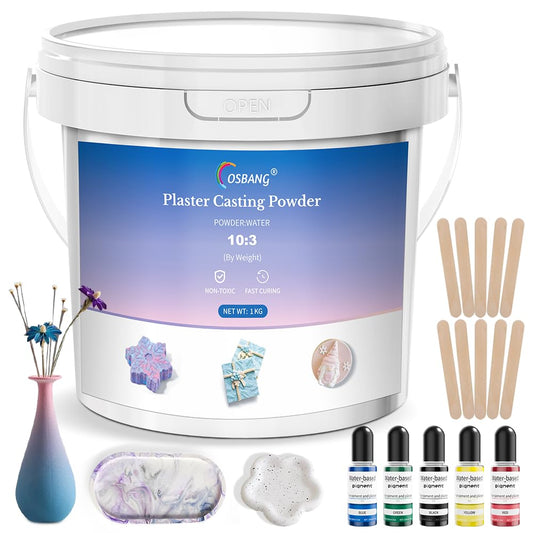 OSBANG Plaster Casting Powder 1000G/35 OZ, Water Activated Fast Curing Plaster Casting Powder, 20-30 Minutes Demold, Easy Mixing & Beginners Friendly Casting Powder for Resin Molds, Crafts & DIY Art