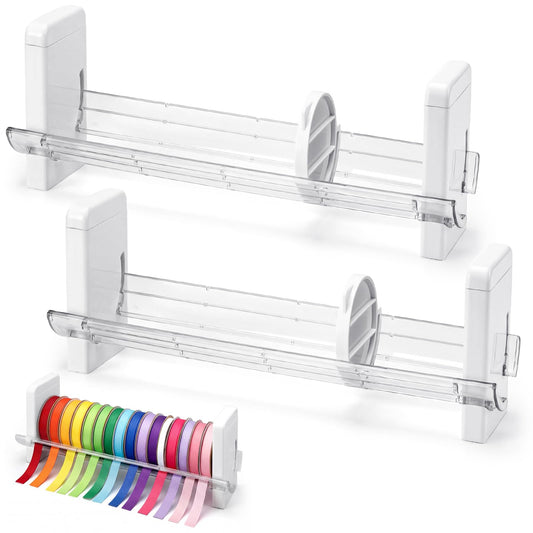 Kathfly 2 Set Plastic Ribbon Spool Holder Ribbon Rack for Craft Room Storage and Organization Washi Tape Organizer for Sewing Craft Wreath Crochet Roll Florist Arts Wrapping Gift