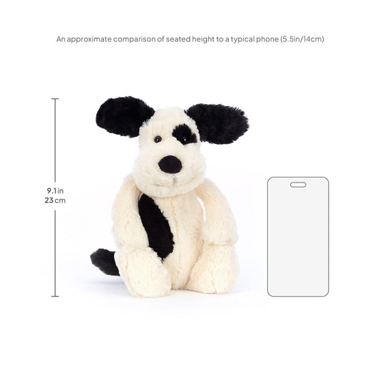 Jellycat Bashful Black and Cream Puppy Stuffed Animal, Medium 12 inches - Dogs and Puppies Plush Toy - Classic Children's Gift