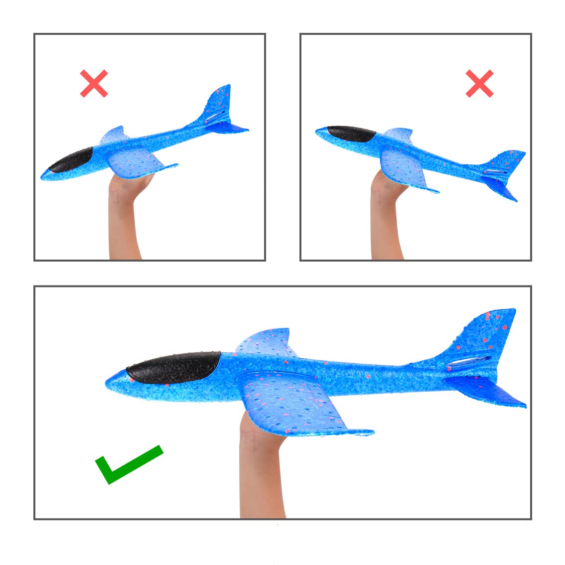 PowerTRC 17.5" Toy Throwing Foam Airplane | 2 Pack of Foam Gliding Airplane | Outdoor Sports Toys and Party Favors