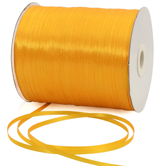 TONIFUL 1/8 Inch x 870 Yards Gold Thin Solid Satin Ribbon Giant Spool Double Face Woven Polyester Ribbons for Crafts Hanging Tags Invitation Card Balloons Hair Gift Wrapping Party Decoration