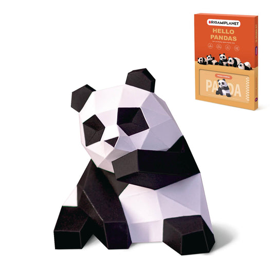 ORIGAMIPLANET 3D Panda Fanfan Origami Paper Craft Kit, Fun DIY Pre-Cut 3D Paper Art Model for Teens & Adults, Easy Handmade Animal Figurine Sculpture Gift Set for Bookshelf Decoration