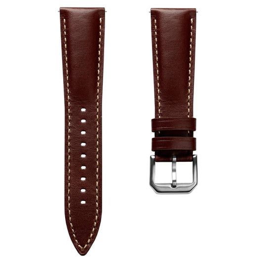 WatchGecko Tenby Classic Padded Genuine Leather QR Watch Strap [Burgundy, 20mm]