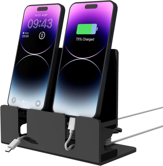 CaSZLUTION 2 Dual Phone Holder Organizer Stand for Phones, Acrylic Desktop Universal Mobile Phone Docking Station