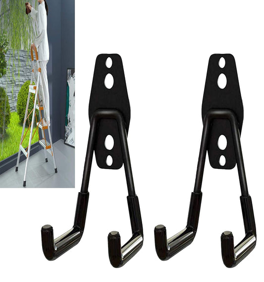 2Pcs Folding Step Stool Wall Mount Hooks, Telescoping Wall Mount Ladder Hooks,Household Engineering Ladder Hanger, Telescoping Ladder Hanger, for Garage & Shed Display & Storage Ladder Tool (U-Type)