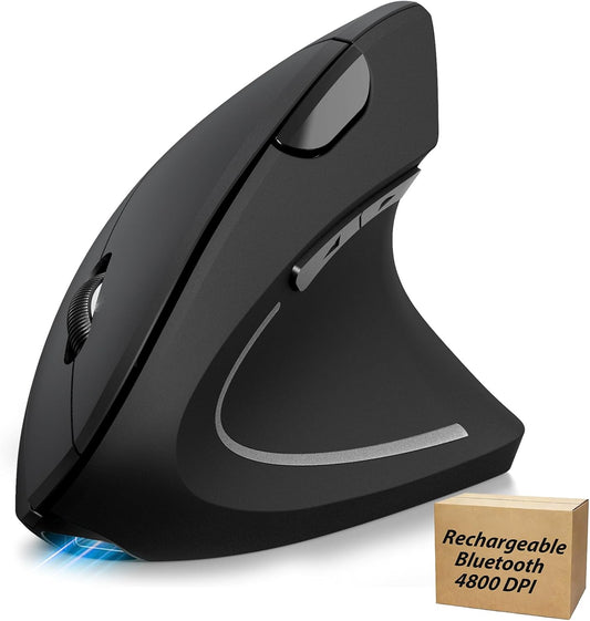 TECKNET 4800 6 Ergonomic Mouse Rechargeable Bluetooth - DPI Vertical Mice Adjustable Levels, Wireless Optical Carpal