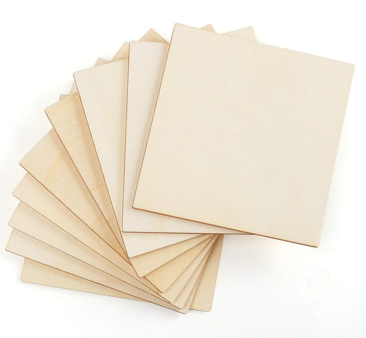 ilauke Wooden Squares for Crafts, 50Pcs Wood Squares 5x5 Inch, Unfinished Poplar Wood Sheets 3mm, 5"x5" Blank Wood Pieces for Crafts, Laser Engraving, Coasters, DIY Projects, Wedding Decor, Home Decor