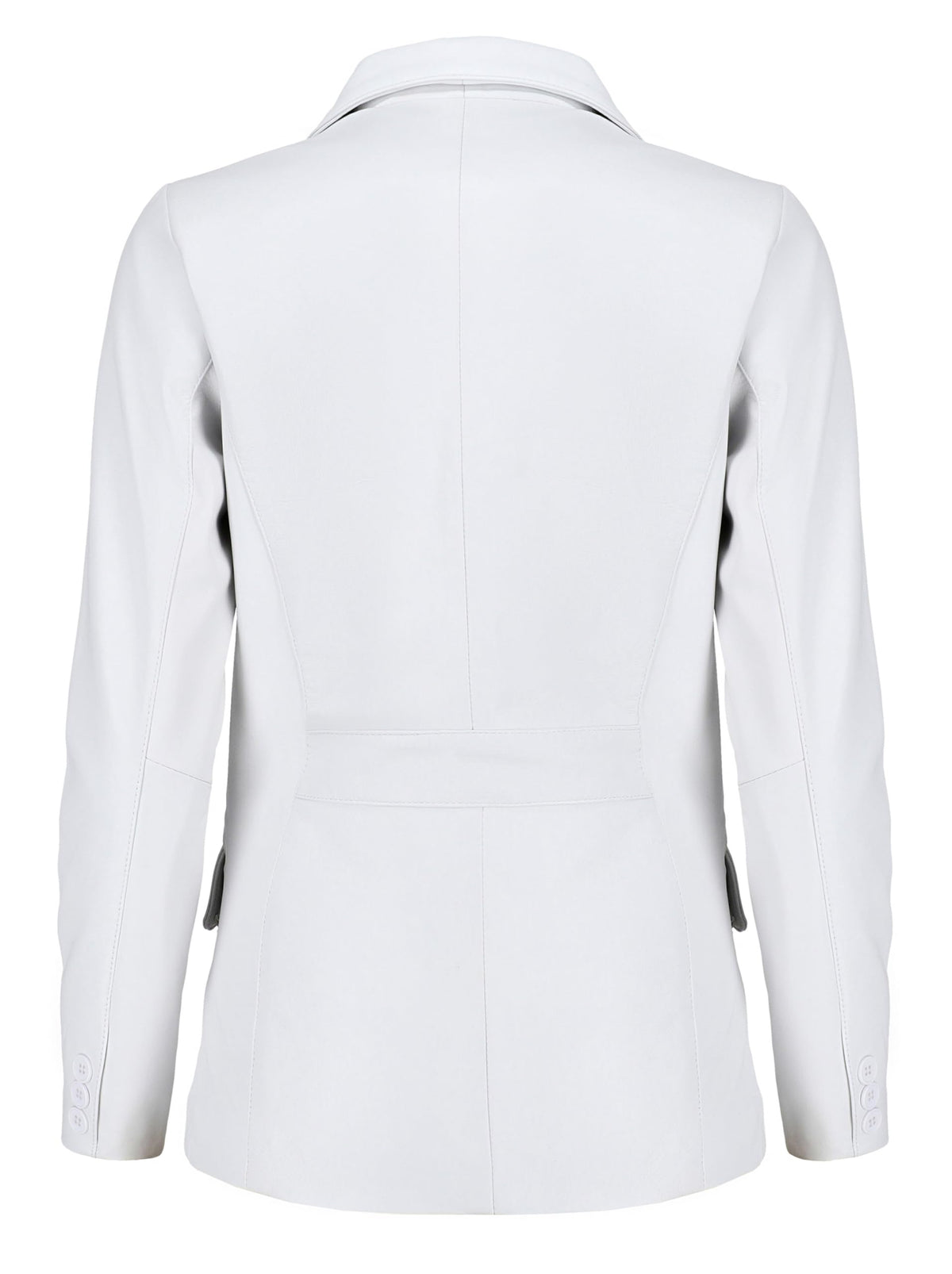 Jild Classic 2-Button Lambskin Leather Blazer Women - Casual Coat Long Sleeves Suit Style Leather Jacket Women (LC-Wht-3XL)