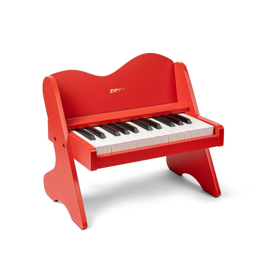 ZIPPY Kids Piano Keyboard, 25 Keys Digital Piano for Kids, Volume Adjustable, Mini Music Educational Instrument Toy, Wood Toy for Toddlers Girls Boys (Red)