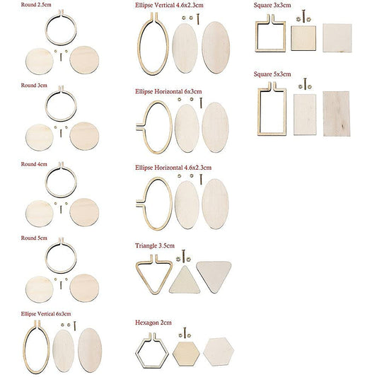 Tiny Round Wooden Embroidery Hoop Frame Kit Miniature Hoops Jewelry DIY Mini Oval Hoop Necklace Brooch Hoop Succulents Pendant Gift (Set of 12)