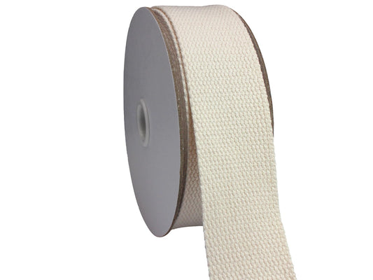 JESEP YONG 1 1/2 inch 30ft Ivory White Heavy Cotton Webbing Strap Wide Flat Weave Webbing Strap for Cloth Tote Bag, Pet Collars, DIY Projects, Crafts, Outdoor Accessories